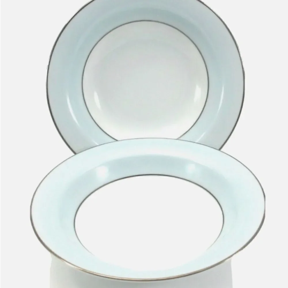 Noritake Bluedale 5533 SALAD BOWL Set of 2  Light Blue Rim Vintage 1950’…